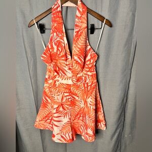 DO+BE Orange and Cream Leaf Pattern Dress